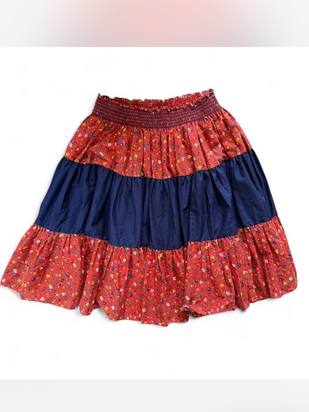Handmade Boho Midi Skirt Floral Prairie Hippie Cottagecore size Large peasant